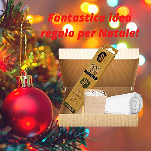 Set 2 Spazzolini Bambù con Panno Viso in