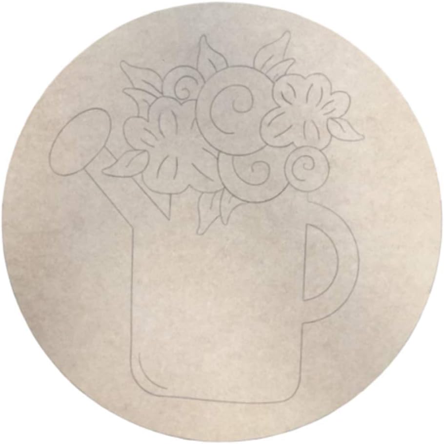 Flowers in Pot Circle Shape, 12'' Unpainted Wall Craft (10''-30'')