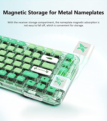 GK GAMAKAY GK75 75% RGB Transparent Gasket Mechanical Keyboard, Bluetooth/USB-C/2.4GHz 80 Keys Hot Swap Gateron Yellow Switch 2.0 KSA Profile PBT Keycaps Gaming Keyboard (Mint Green) - Thumbnail 6