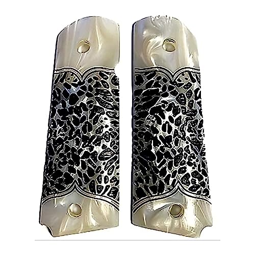 Compatible Replacement Grips for 1911 Full Size IMOP with Black Leopard Grips Compatible with Colt Gov and Clones - Premium Gun Grips