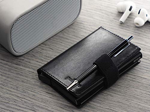 PULARYS Mini Wallet BONO - Italian Leather - SD Card Slot - Up to 8 Card Slots - Snap fastener - Pen Holder - For Men and Women - Classic Design3