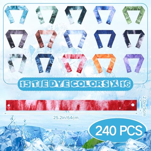 Image of Cooling Neck Wraps with Snap Button Tie Dye Ice Scarf Cooling Bandana Cooler for Summer Women Men Pet