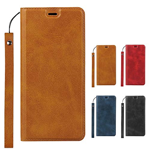 Elick Xperia XZ3 SO-01L SOV39 801SO ケース カバー 超薄型 軽量 手帳型 エクスペリア XZ3 SOV39 SO-01L ケース 高級PUレザー マグネット式 ストラップ付き カード収納 スタンド機能 スマホケース ブラウン