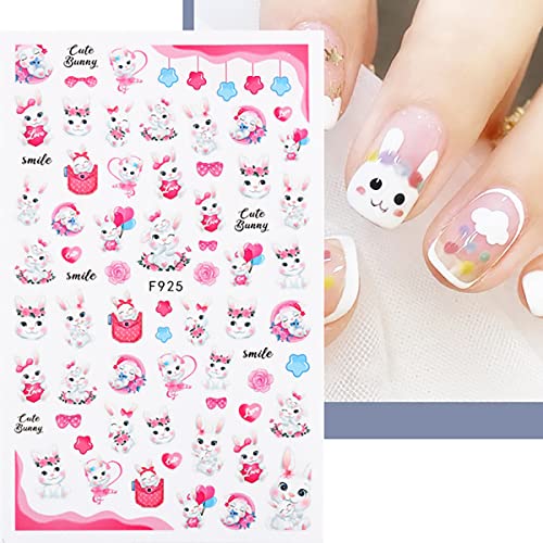 8 Sheets Easter Nail Art Stickers 3D Cute Bunny Nail Decals Nail Art Supplies Easter Bunny Ears Carrot Rabbit Nail Stickers Self Adhesive Spring Manicure Design Easter Nail Decor For Women Kids Girls #TOP4
