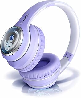 GameSir Astro Junior Wireless Headphones with 40mm Drivers, Deep Bass Stereo Sound, Bluetooth 5.3, Over-Ear Noise Isolation Headset with LED Light, Built-in Mic for PC, Mobile & Laptop (Purple)