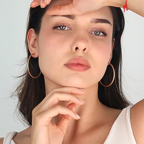 POMINA Classic Gold Hoop Earrings for Women Basic Trendy Tubular Open Round Matte Gold Silver Hoops, 2 Inches (Gold) - Image 3