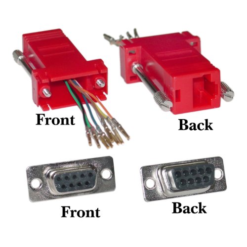 DB9 to RJ45 Modular Adapter - F/F - Serial Adapter, DB9 Female to RJ45 Female Jack, Yellow, DB9 RJ45 Adapter, RJ45 to DB9 Female Serial RS232 Modular Adapter, Cablewholesale