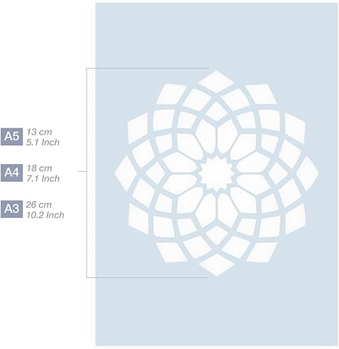 Miniatura 3 de Plantilla de mandala  Tarjeta o plástico  A4 de 8.3 x 11.7 pulgadas  Mandala de 7 pulgadas  Reutilizable, plantilla apta para niños  pintura,