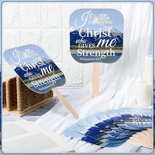 Image of Sherr 50 Pcs Christian Fans Bulk Religious Church Bible Verse Scripture Handheld Fans the Lord's Prayer Parlor Church Favors