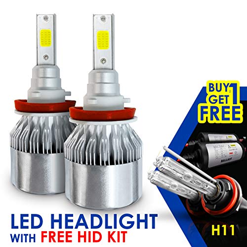 SLR Lighting LED Headlight Bulbs All-in-One with HID FREE EXTRA BACKUP Kit - H11 (H8, H9) -7,000Lm 6000K Cool White CREE