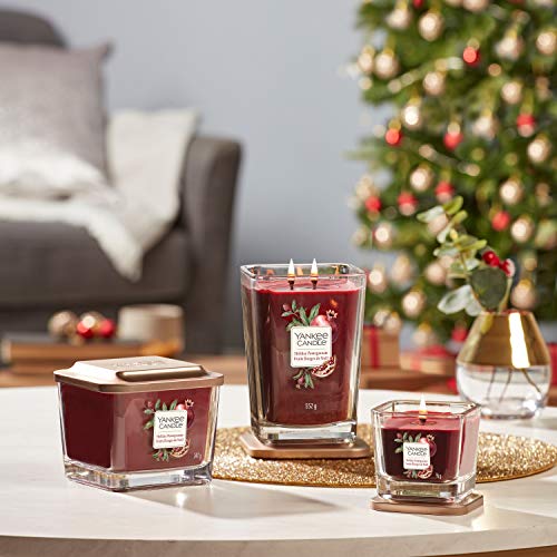 Yankee Candle Elevation Coll. W/Plt Lid - Medium Square Candle With 3 Wicks Holiday Pomegranate 1591098E #TOP2