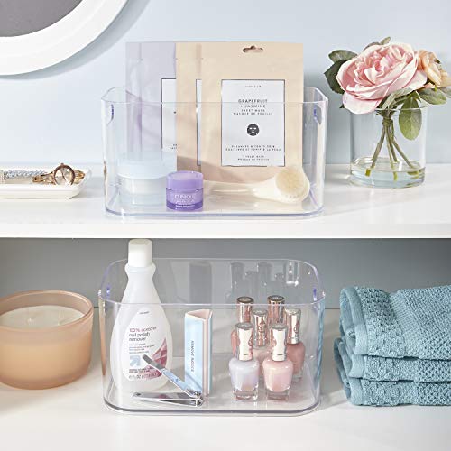 Stori Bliss 10" X 6" Open Compartment Clear Plastic Organizer | Rectangular Makeup And Vanity Storage Bin And Pantry Caddy With Pass-Through Handles | Round Corner Design | Made In Usa #TOP5