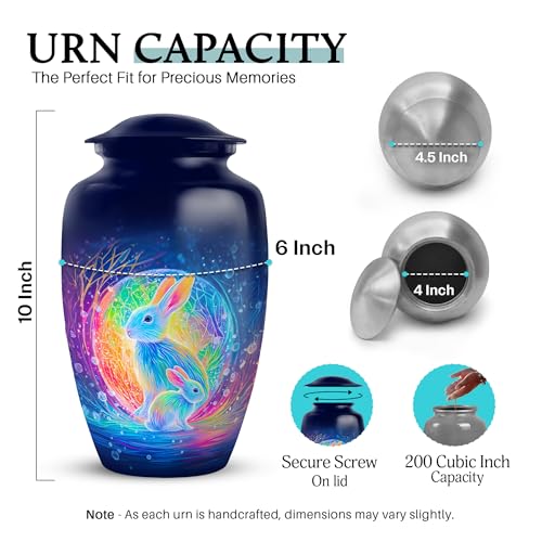 Image of Rabbit Urn - Funeral Decorative Ashes - Combo 3 - Large with 3 Inch Pack of 4 - Urns for Adult Male & Female - Burial Urn for Adult Male & Female - Keepsakes Urns for Ashes