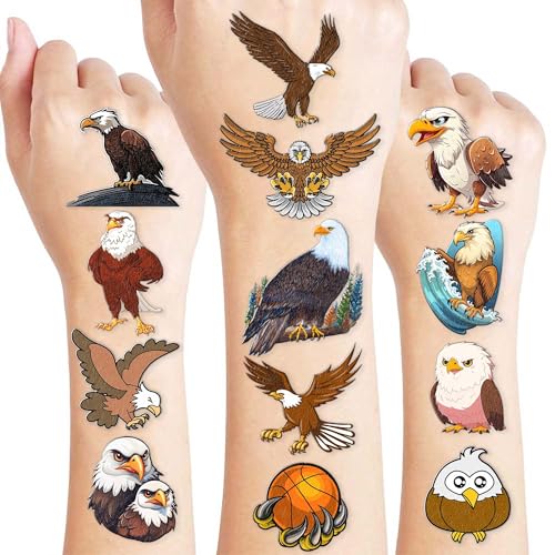 96 PCS Eagle Temporary Tattoos - American Eagle Theme Birthday Party Decorations Cute Stickers Favors Gifts for Kids Boys Girls School Supplies Patriotic Prizes Rewards