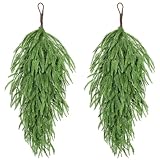 2 Pack 32' Extra Long Artificial Christmas Teardrop Swag - Faux Pine Needles Teardrop Door Swag, Xmas Norfolk Greenery Teardrop Wreath for Door Table Mantle Fireplace Indoor Outdoor Decor, Light Green