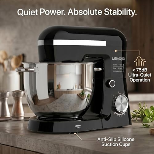 Image of 6in1 Stand Mixer with 6.5 Quart Bowl, 660W 10+p Speeds Kitchen Food Mixer Tilt-Head Bread Dough and Cake Mixers for Home Daily Use (Black)