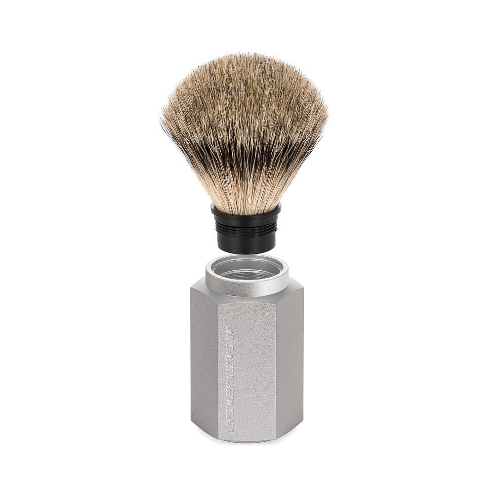 Mühle - Pennello da barba in argento con manico a punta argentata (091mhxgpure)