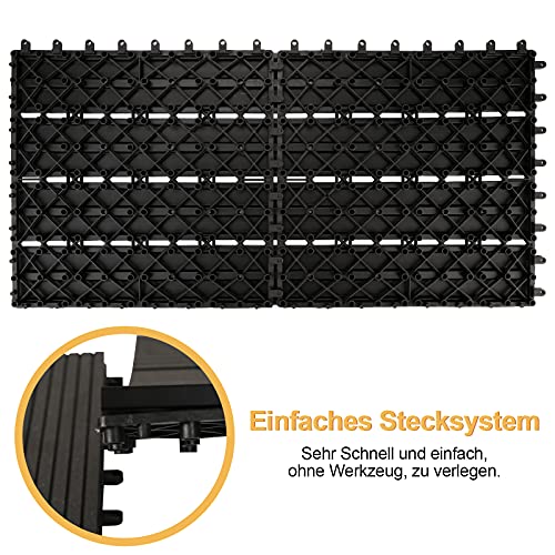WPC Terrassendielen Lospitch 30×60 cm 12er Set für Außenbereiche
