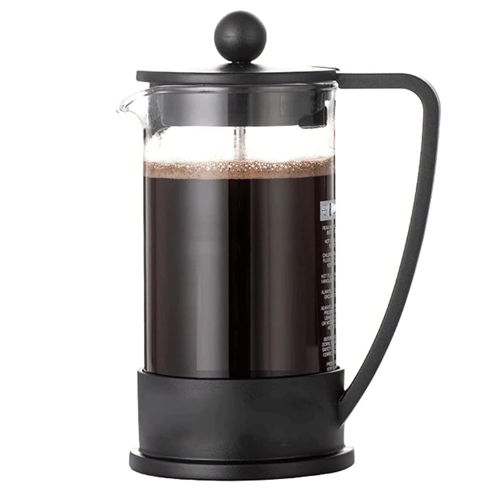 Cafetera de prensa, prensa de café, cafetera, cafetera, cafetera y tetera, pantallas de filtro de prensa de café de vidrio de borosilicato espesado, sin óxido y aptas for lavavajillas, fácil de limpia