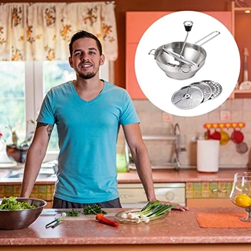 Strainer - Stainless Steel Food Mill with 3 Inserts | Manual Feeder Through Mill for Food Mills Vegetable Machine | Jam Machine for Fruit, Vegetables, Purees