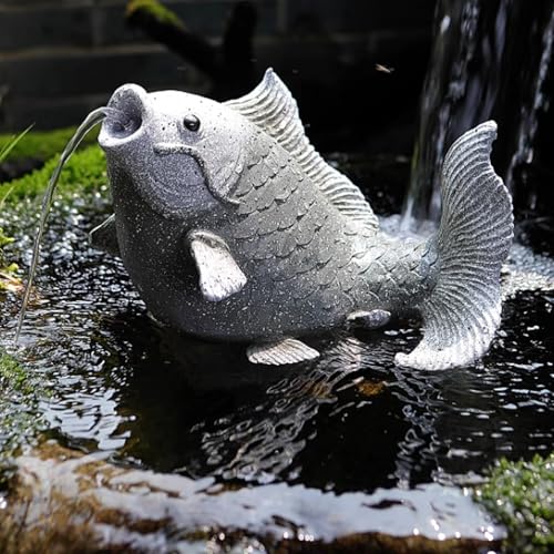 Carp Fish Statue Water Spitters for Outdoor Pond Decor - Fountain Spray Accessories for Koi Pond Water Features