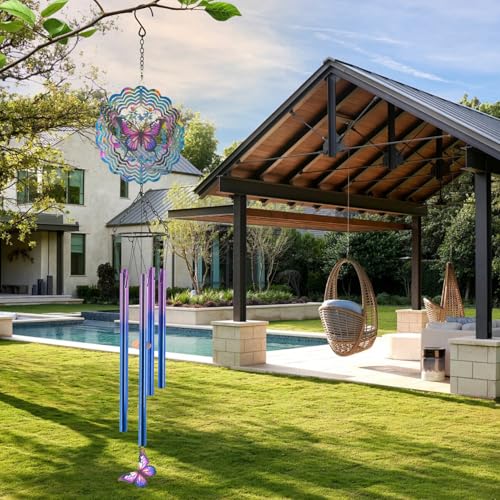 Image of Butterfly Wind Chimes for Outside, Butterflies for Mom, Birthday Gifts for Women, Sympathy Memorial Festival Gifts, Garden Decor for Outside, Patio, Yard, Home, Porch