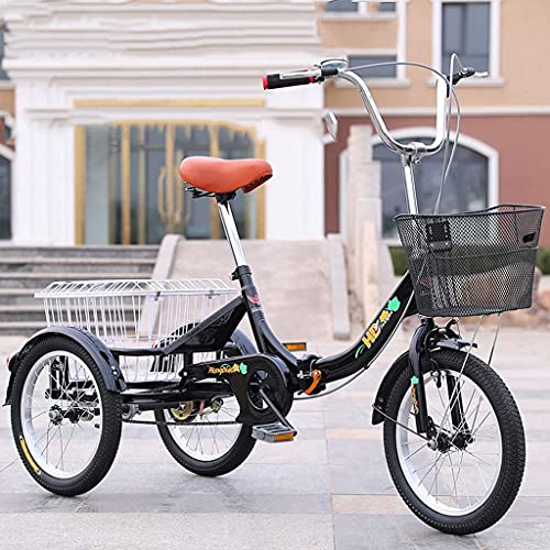 Triciclo para adultos plegable de 3 ruedas, con canasto para compras, paseos y picnic, tipo cruiser, 16" y 20", frenos delanteros y traseros tipo caliper, marco de aluminio y acero al carbono miniatura 7