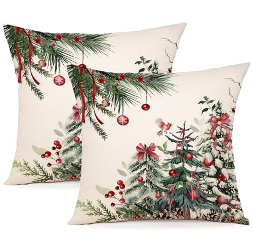ZWJD Kissenbezug Weihnachten 40x40 2er Set Kissenbezüge Dekokissen...