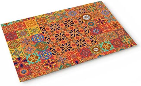 BULING Custom Door Mat Unique Chic Bohemian Boho Floral Paisley Design Indoor Non-Slip Rubber Entrance Rugs for Bathroom 24"(L) x 16"(W) Inch