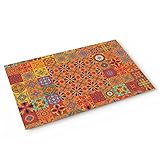 BULING Custom Door Mat Unique Chic Bohemian Boho Floral Paisley Design Indoor Non-Slip Rubber Entran