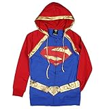 DC Comics Superman Junior Women's Hooded Zippered Costume S Logo Jacket (Small)