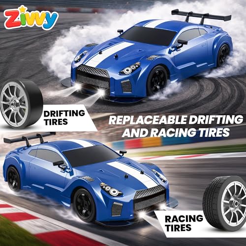 Image of Big Remote Control Car - Blue | 2.4G Rechargeable Remote Control Drift Car with 150m Range | Smoke Effect, LED Lights & Music | High-Speed | Best Gift for Boys & Girls 2 3 4 5 6 7 8+ Years