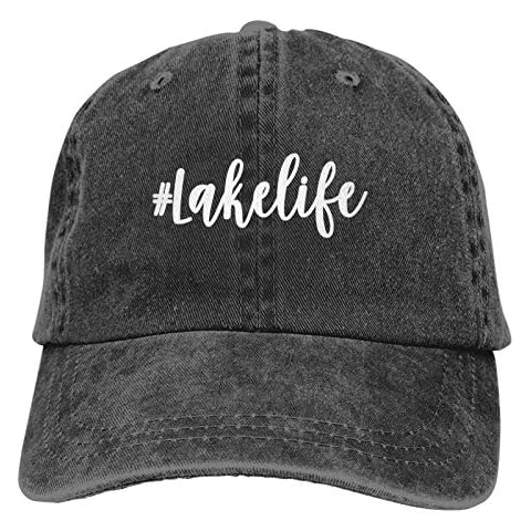 OASCUVER Lake Life Hat Cotton Distressed Adjustable Unisex Vintage Baseball Cap for Men Women(Lake Life Black, one Size) Cover