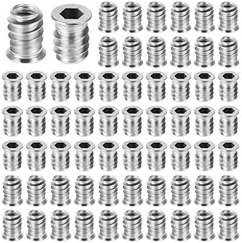 150 Pcs M6 x 15mm Hex Socket Screw Inserts Threaded Insert Nuts, M6 Screw in Nuts for Wood Furniture