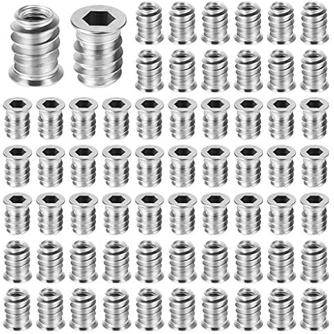 150 Pcs M6 x 15mm Hex Socket Screw Inserts Threaded Insert Nuts, M6 Screw in Nuts for Wood Furniture Cover