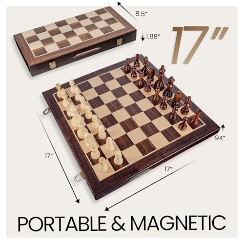 Set de Ajedrez de Madera Magnético Plegable 17" miniatura 2