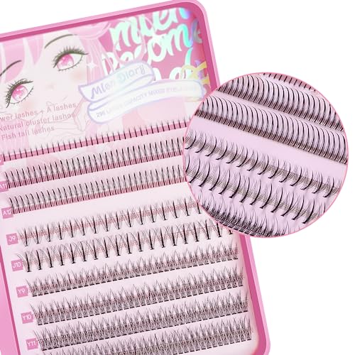 Mlen Diary 296Pcs Clusters Individual Lashes Cluster Lashes Natural Look Mixed 4 Types 5-12Mm False Diy Eyelashes Extension Wispy Faux Mink Lash #TOP2
