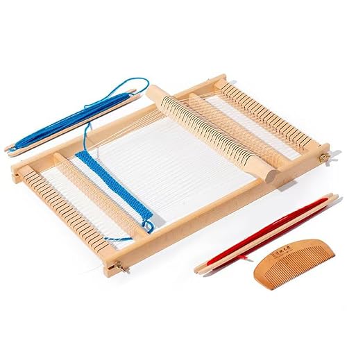 Bequilter Weaving Loom Kit, 15.6\" H x 9.85\" W Wooden Tapestry Looms, DIY Hand-Knitting Weaving Machine Come with Loom Stick Bar and Comb for Kids, Adult and Beginners
