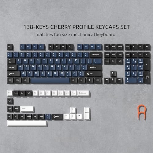 Image of dagaladoo doubleshot PBT keycaps, Cherry Profile Keyboard Key caps, Black /Blue /White Custom keycaps 75 Percent 138-key Set for 60% 65% 75% 100% Cherry Gateron MX Mechanical Keyboard