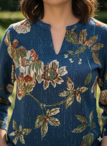 Image of Aj Art Women,s Rayon Floral Printed Tunic Top for Women & Girls