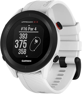 Garmin Approach S12, Reloj para Golf, Campos mundiales preinstalados, Bluetooth y Resistente al Agua, Blanco
