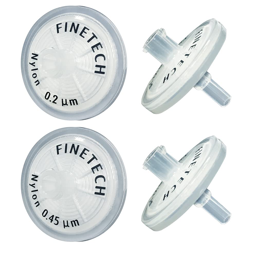 Nylon Syringe Filters 25mm Diameter 0.22?m Pore Size for Laboratory Filtration by Finetech (Pack of 20) Made in Taiwan (20, Nylon 25mm 0.22um) 20 Nylon 25mm 0.22um