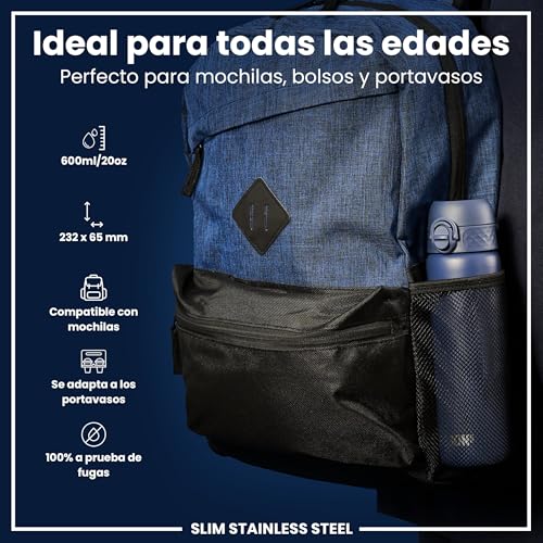 Miniatura 2 de ion8 Botella Agua Inox Ligero, 600ml, Sin Aislamiento, a Prueba de Fugas, Fácil de Abrir, Cerradura Segura, Aptas para Lavavajillas, Fácil de Limpiar, Resistente a Rayones, Azul Marino Ceniza