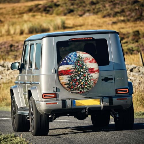 Image of Christmas Tree Spare Tire Cover Winter Weatherproof Universal Wheel Protectors Christmas New Year Wheel Covers for Rv Camper Travel Trailer SUV Truck 14 Inch Holiday Xmas Decor