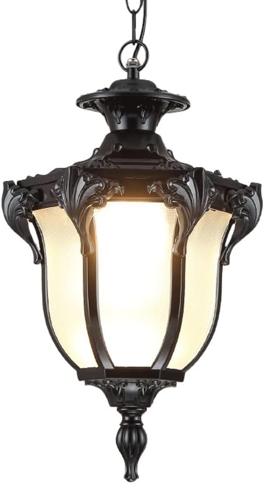 Single Head Ceiling Light Classic Outdoor Waterproof Lantern Cadjustable Courtyard Exterior Rainproof Rustproof Droplight Pastoral Pavilion Garden Chandelier Suspension Lant/Black