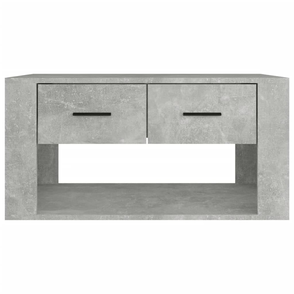 Générique Stolik kawowy Szary Beton 80x50x40 cm Drewno inżynierskie | 2 szuflady do przechowywania, wytrzymała góra, łatwa do czyszczenia, instrukcja montażu w zestawie