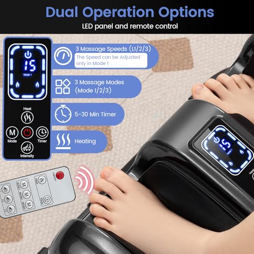 Image of Giantex Foot Massager with Heat and Remote Control, Calf Massager with 3 Massage Settings, Timer, Washable Cover, Adjustable Stand, Foot Massage Machine for Calf Arms Relax, Gift for Women Men(Grey)