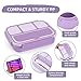 QQKO Bento Box Adult Lunch Box, Lunch Containers for Adults Men Women, Kids Lunch Boxes for School with 4 Compartments, Sauce Container, Utensils and Muffin Cups, Purple