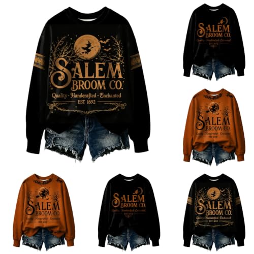 Halloween Sweatshirt Women Fall Printed Sweatshirts Crewneck Long Sleeve Witch Tee Pullover Tops - image 1