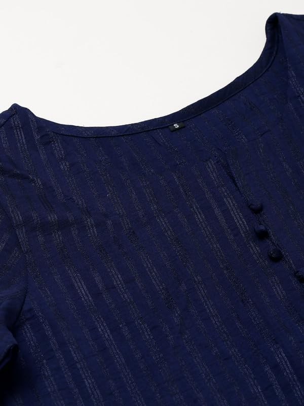 Image of Hritika Women's Cotton Blend Jacquard Woven Kurta with Palazzo Set HRKB0048